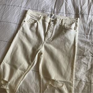 Free People Distressed Off-White Skinny Jeans